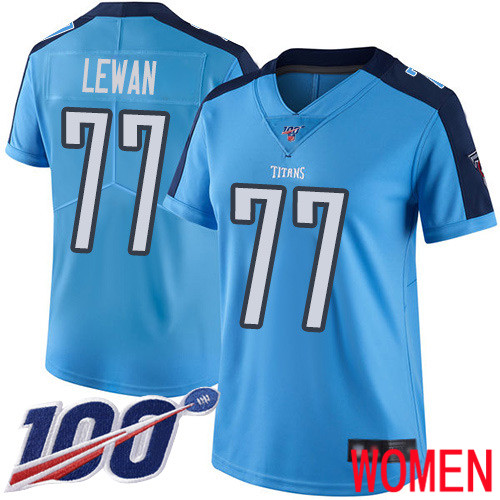 Tennessee Titans Limited Light Blue Women Taylor Lewan Jersey NFL Football #77 100th Season Rush Vapor Untouchable->women nfl jersey->Women Jersey